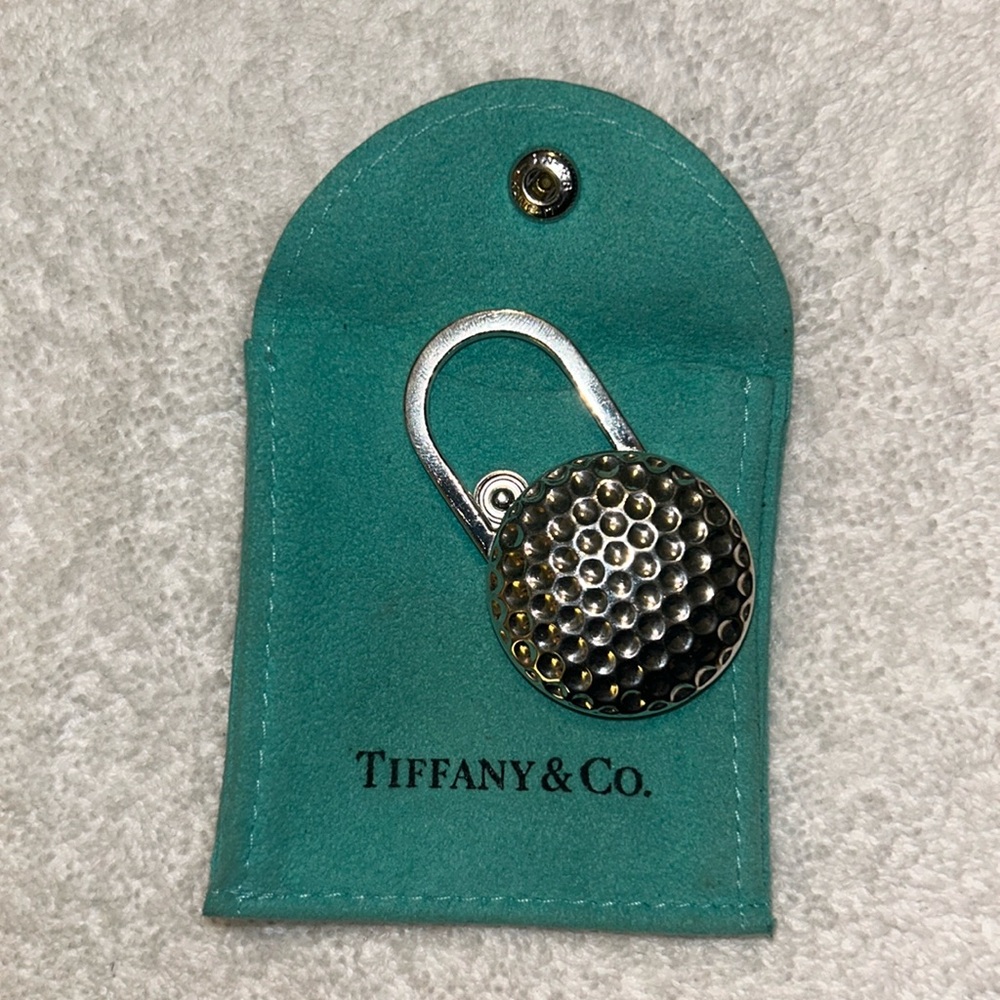 Tiffany & Co 925 Sterling Silver Golf Ball Padlock Keychain w/ Pouch